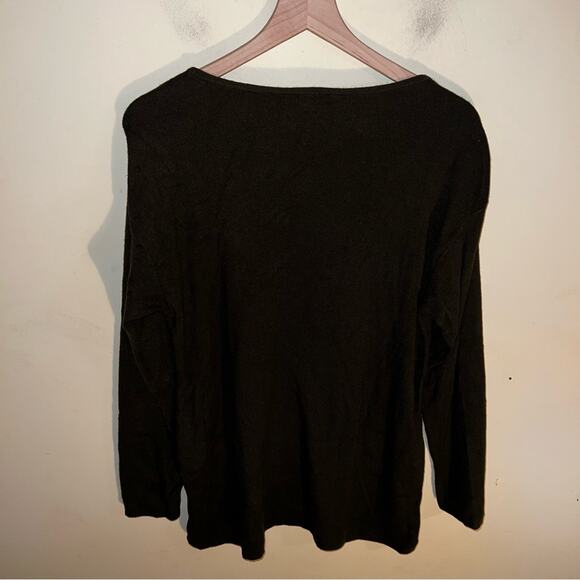 TALBOTS vneck Forrest green sweater L - Picture 4 of 4